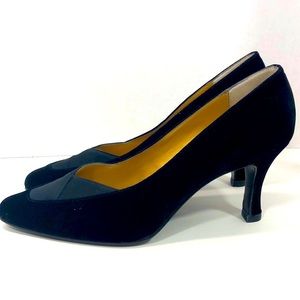 Nina Blue Suede Look Pumps with Satin Inset